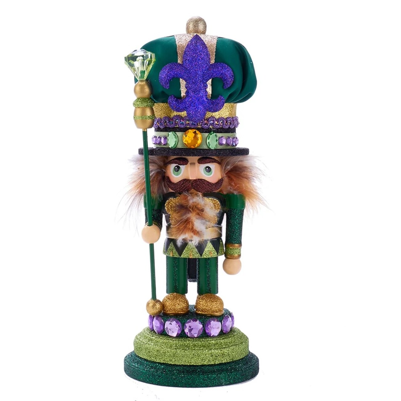 KSA 14" Green and Purple Mardi Gras Hollywood Christmas Nutcracker